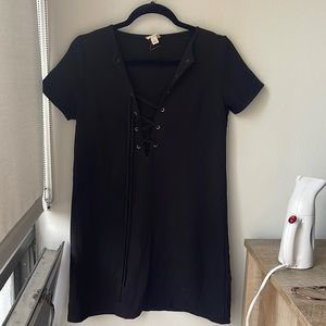 Black Lace-Up mini dress